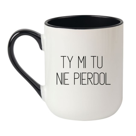 Kubek elegancki biało-czarny 330 ml z nadrukiem bez cenzury – chamski kubek bez cenzury