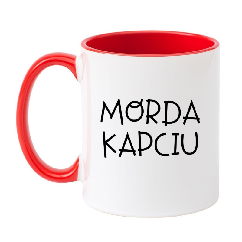Kubek biało-czerwony 330 ml z zabawnym napisem – śmieszny prezent do biura