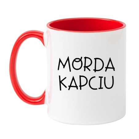 Kubek biało-czerwony 330 ml z zabawnym napisem – śmieszny prezent do biura