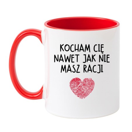 Kubek biało-czerwony 330 ml z nadrukiem – miłosny gadżet dla zakochanych