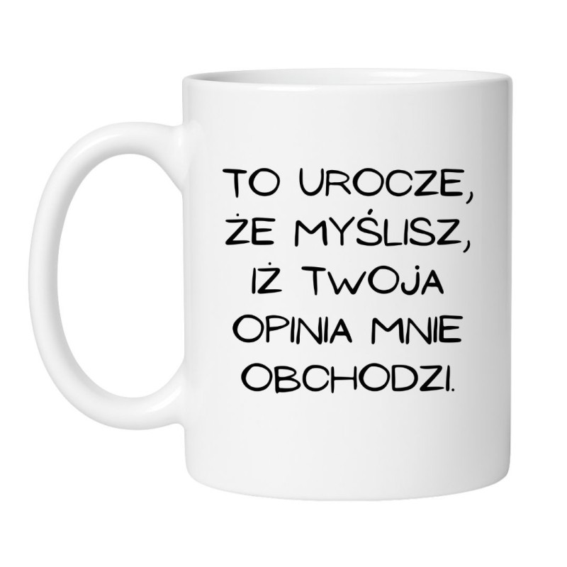 Śmieszny kubek biały 330 ml z humorystycznym napisem – gadżet z dystansem
