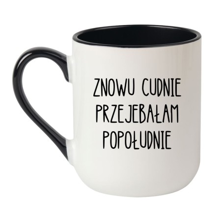 Kubek elegancki biało-czarny 330 ml z nadrukiem bez cenzury – chamski kubek do biura