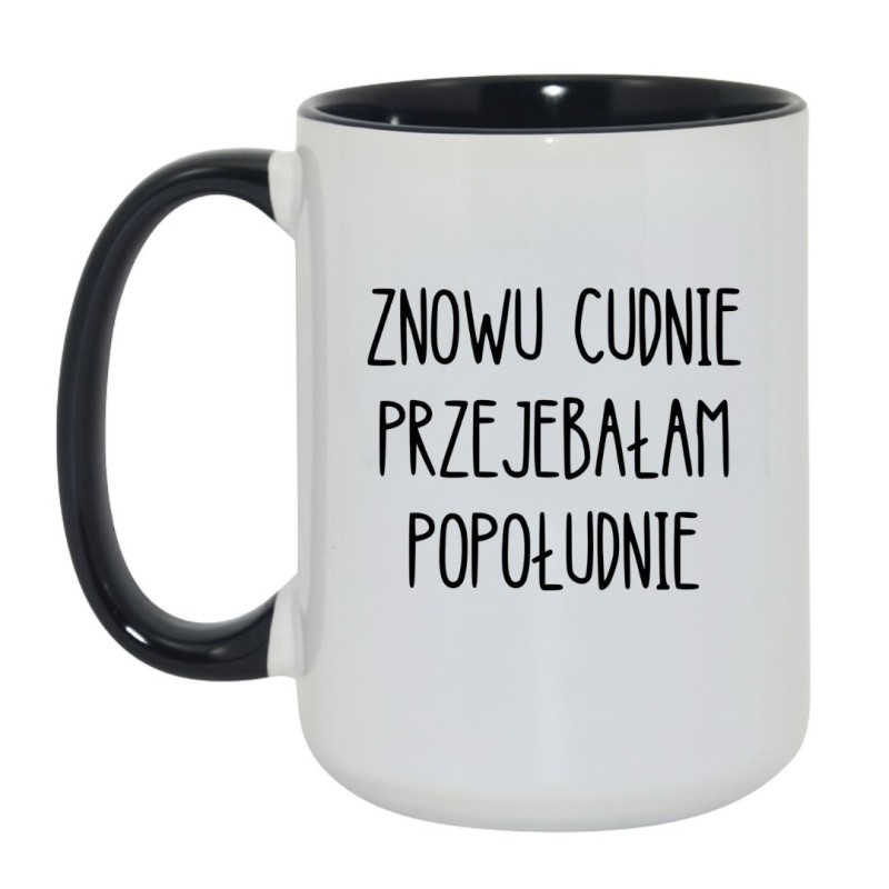 Kubek duży biało-czarny 450 ml z nadrukiem bez cenzury – śmieszny kubek biurowy