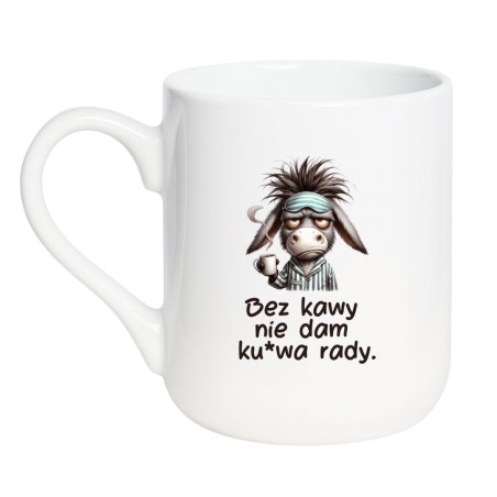 Kubek elegancki biały 330 ml z zabawną grafiką osła – must-have dla fanów kawy