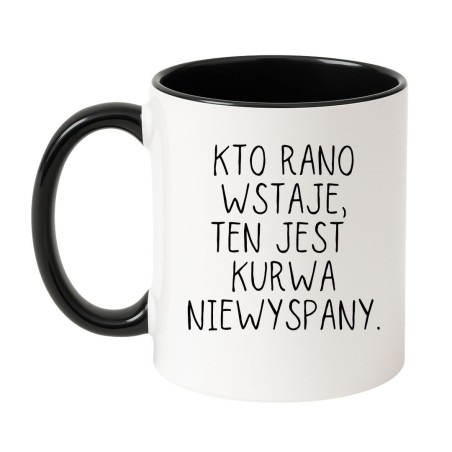 Kubek biało-czarny 330 ml z wulgarnym nadrukiem – śmieszny prezent dla dorosłych