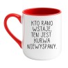 Kubek elegancki biało-czerwony 330 ml z napisem bez cenzury – must-have dla kawoszy
