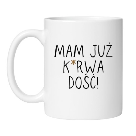Śmieszny kubek biały 330 ml z wulgarnym napisem – doskonały gadżet do biura