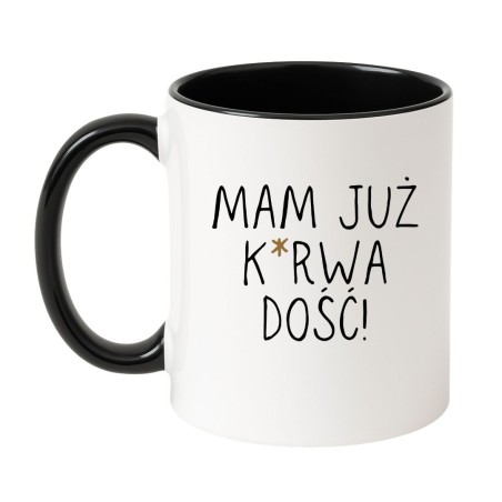 Kubek biało-czarny 330 ml z napisem bez cenzury – chamski kubek do pracy