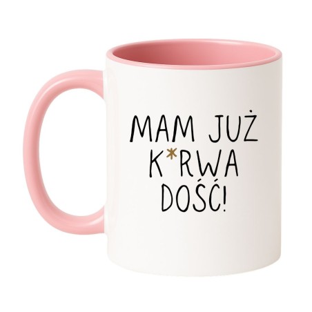 Kubek biało-różowy 330 ml z wulgarnym napisem – śmieszny kubek dla kobiet