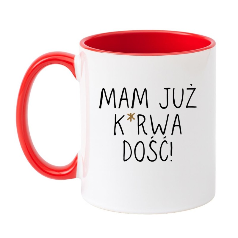 Kubek biało-czerwony 330 ml z nadrukiem bez cenzury – kubek bez cenzury do kawy