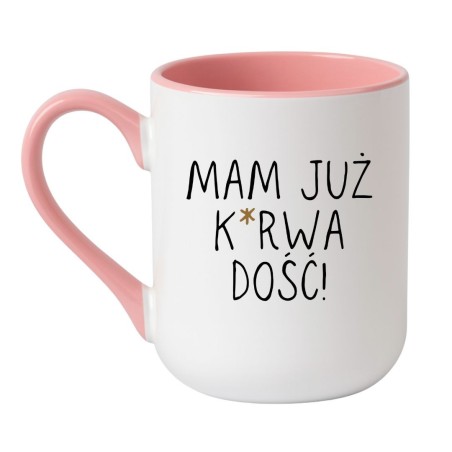 Kubek elegancki biało-różowy 330 ml z nadrukiem bez cenzury – śmieszny prezent dla znajomej
