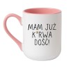 Kubek elegancki biało-różowy 330 ml z nadrukiem bez cenzury – śmieszny prezent dla znajomej