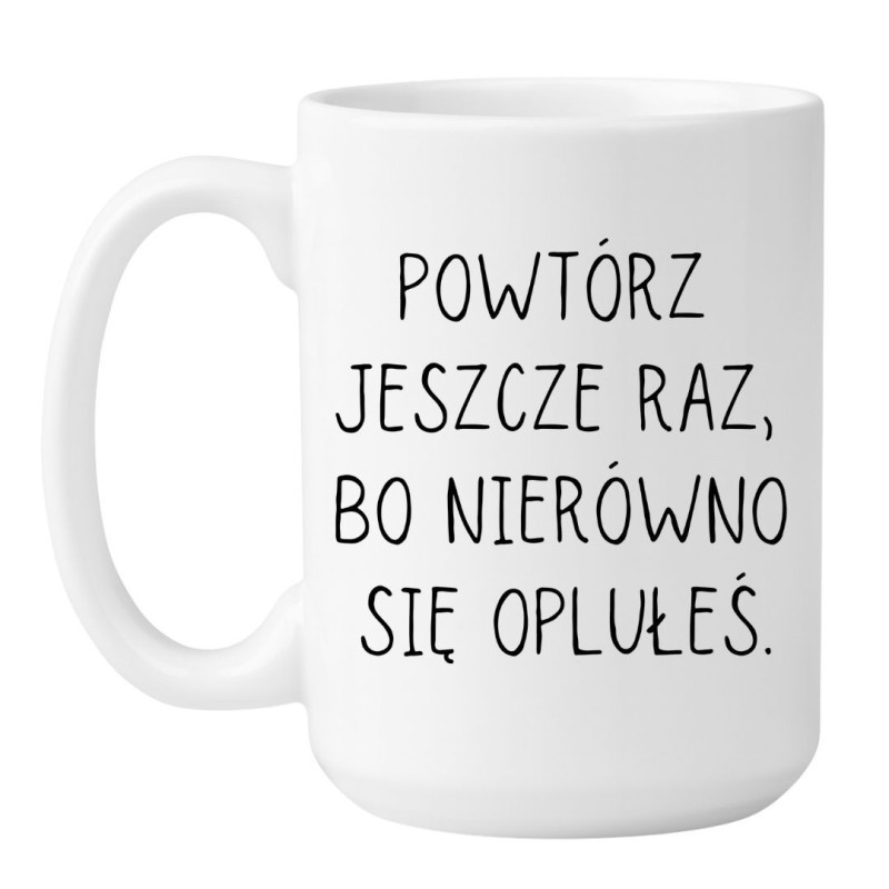 Kubek duży biały 450 ml ze śmiesznym chamskim motywem – must-have dla kawosza