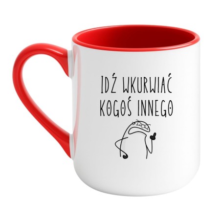 Kubek elegancki biało-czerwony 330 ml z chamskim nadrukiem – gadżet dla dorosłych