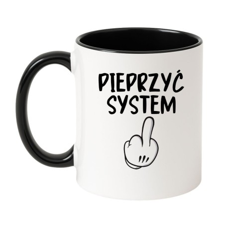 Kubek biało-czarny 330 ml z wulgarnym motywem – chamski prezent bez cenzury