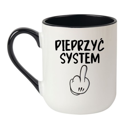 Kubek elegancki biało-czarny 330 ml z nadrukiem bez cenzury – śmieszny kubek do biura