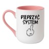 Kubek elegancki biało-różowy 330 ml z humorystycznym wzorem – chamski kubek bez cenzury