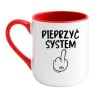 Kubek elegancki biało-czerwony 330 ml z mocnym napisem – śmieszny kubek na prezent