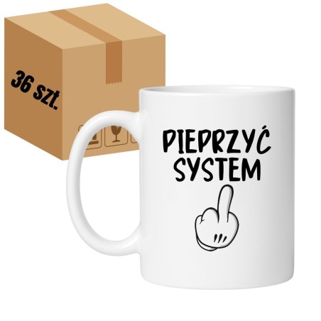 Kubek biały 330 ml z wulgarnym napisem – zestaw 36 sztuk HURT, bestseller dla e-sklepów
