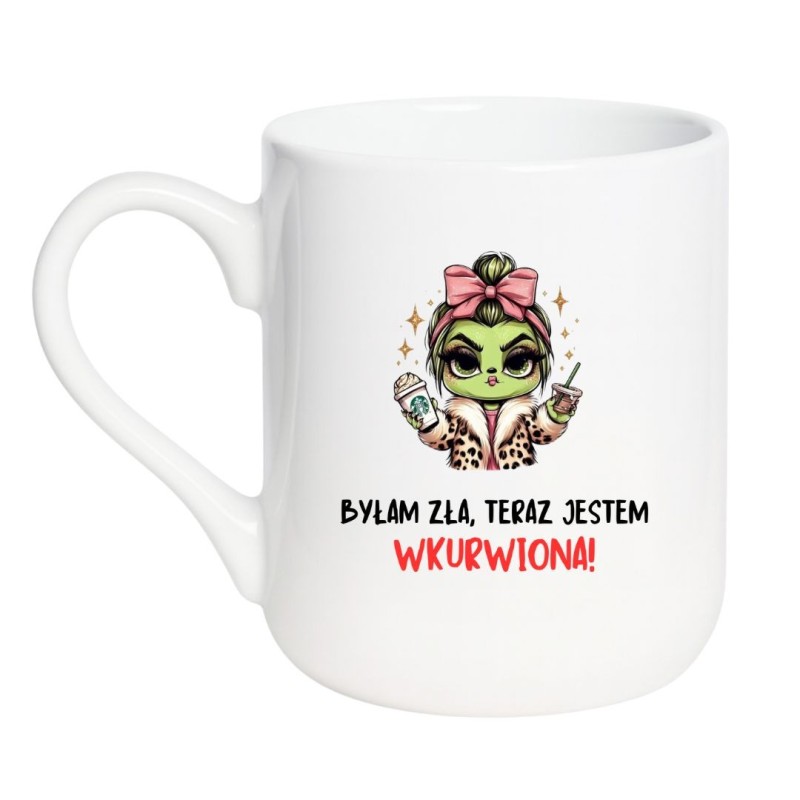 Kubek elegancki biały 330 ml z zabawną grafiką – chamski kubek bez cenzury