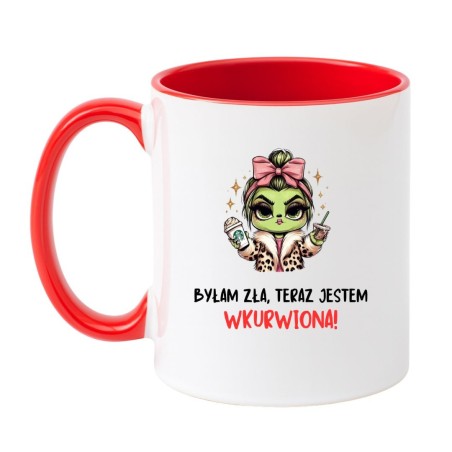 Kubek biało-czerwony 330 ml z nadrukiem bez cenzury – chamski gadżet do biura