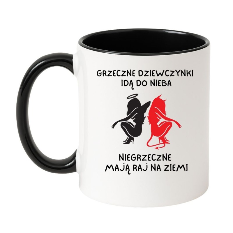Kubek biało-czarny 330 ml z zabawnym nadrukiem – śmieszny kubek do biura