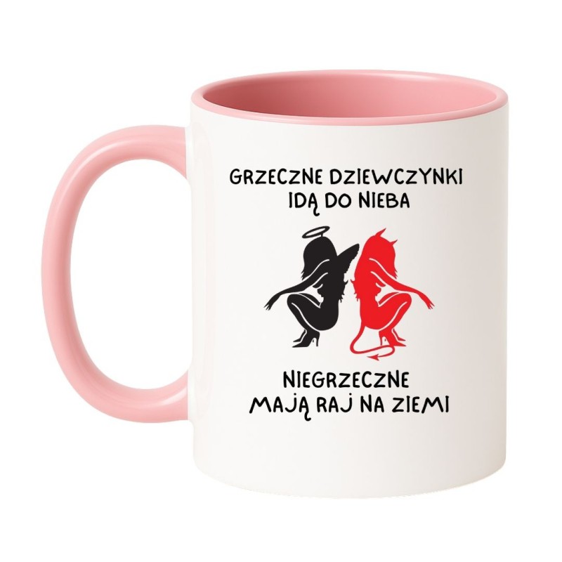 Kubek biało-różowy 330 ml z humorystycznym wzorem – doskonały prezent dla przyjaciółki