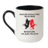 Kubek elegancki biało-czarny 330 ml z nadrukiem anioła i diabła – must-have dla fanek kawy