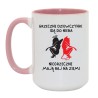 Kubek duży biało-różowy 450 ml z grafiką bez cenzury – chamski kubek z humorem