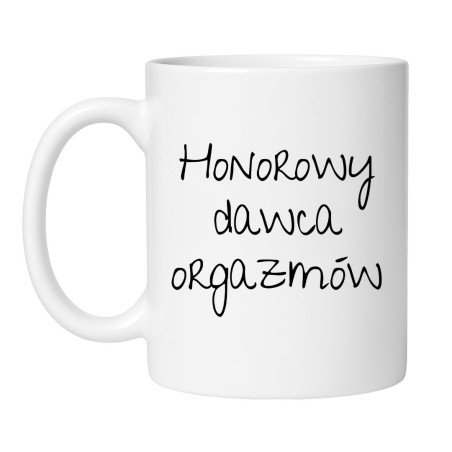Śmieszny kubek biały 330 ml z chamskim napisem – doskonały gadżet do biura