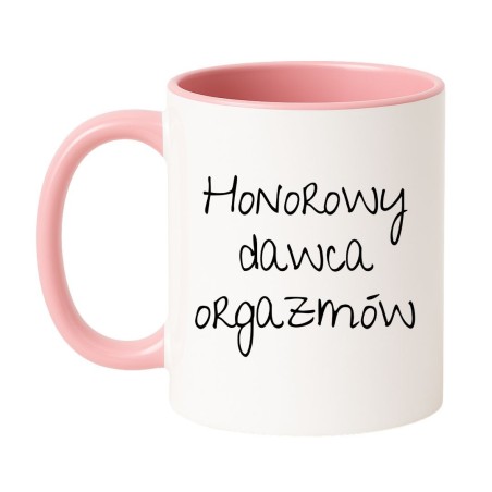 Kubek biało-różowy 330 ml z chamskim nadrukiem – śmieszny prezent bez cenzury