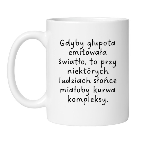 Śmieszny kubek biały 330 ml z chamskim napisem – idealny do pracy lub na prezent