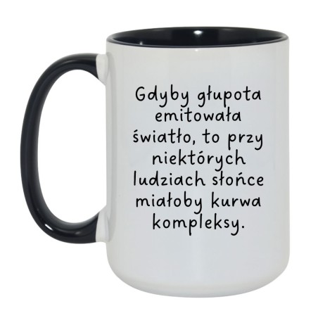 Kubek duży biało-czarny 450 ml z chamskim napisem – śmieszny kubek na prezent