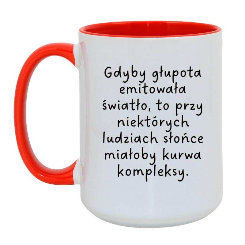 Kubek duży biało-czerwony 450 ml z humorystycznym wzorem – śmieszny gadżet bez cenzury