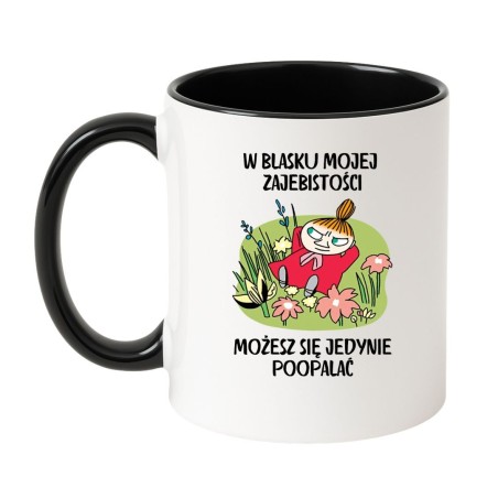 Kubek biało-czarny 330 ml z humorystyczną grafiką – śmieszny prezent dla znajomej