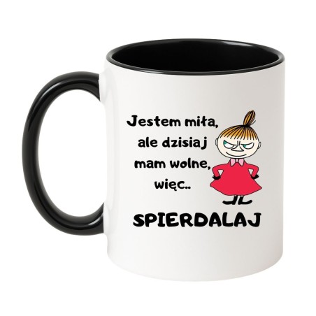 Kubek biało-czarny 330 ml z chamskim napisem – humorystyczny kubek do biura