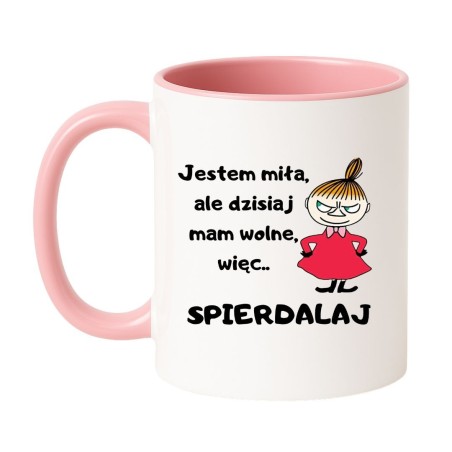Kubek biało-różowy 330 ml z nadrukiem bez cenzury – śmieszny prezent dla koleżanki