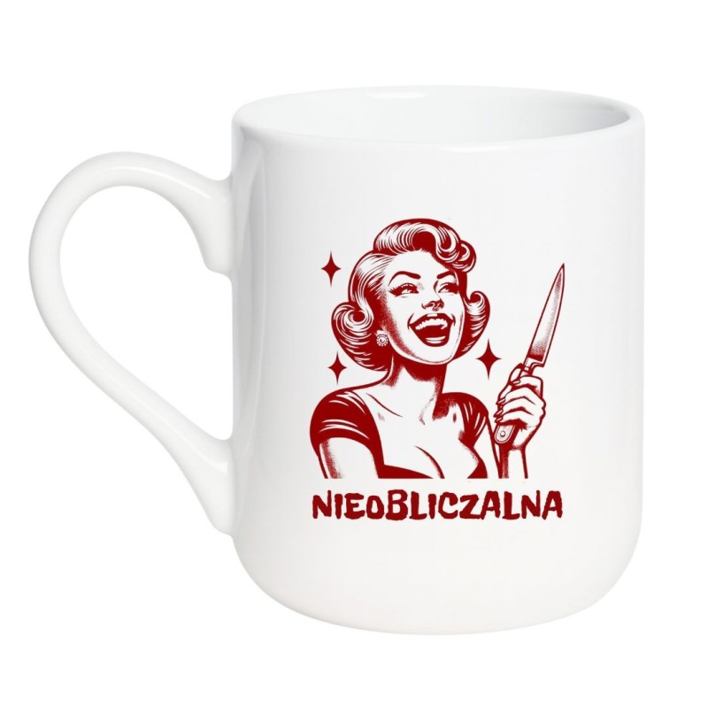 Kubek elegancki biały 330 ml z retro motywem – idealny prezent dla niej