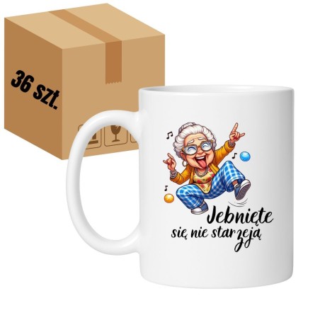 Kubek biały 330 ml z nadrukiem bez cenzury – zestaw 36 sztuk HURT, bestseller wśród śmiesznych kubków.