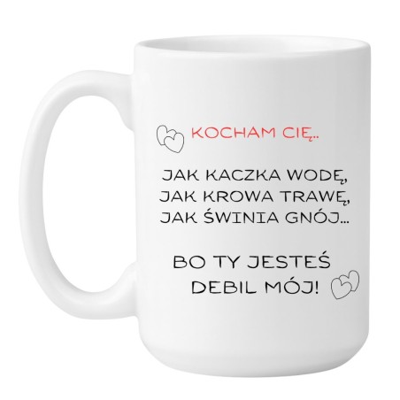 Kubek duży biały 450 ml z nadrukiem bez cenzury – zabawny gadżet do kawy dla par.