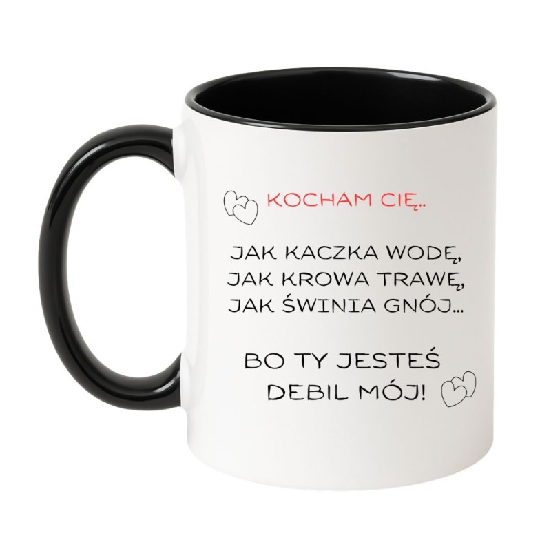 Kubek biało-czarny 330 ml z humorystycznym motywem – chamski kubek bez cenzury.