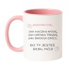 Kubek biało-różowy 330 ml ze śmiesznym nadrukiem – nietypowy prezent dla dziewczyny.