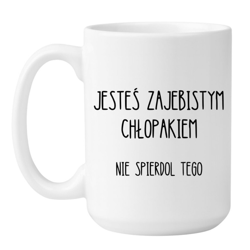 Kubek duży biały 450 ml z nadrukiem bez cenzury – śmieszny kubek dla faceta do pracy.