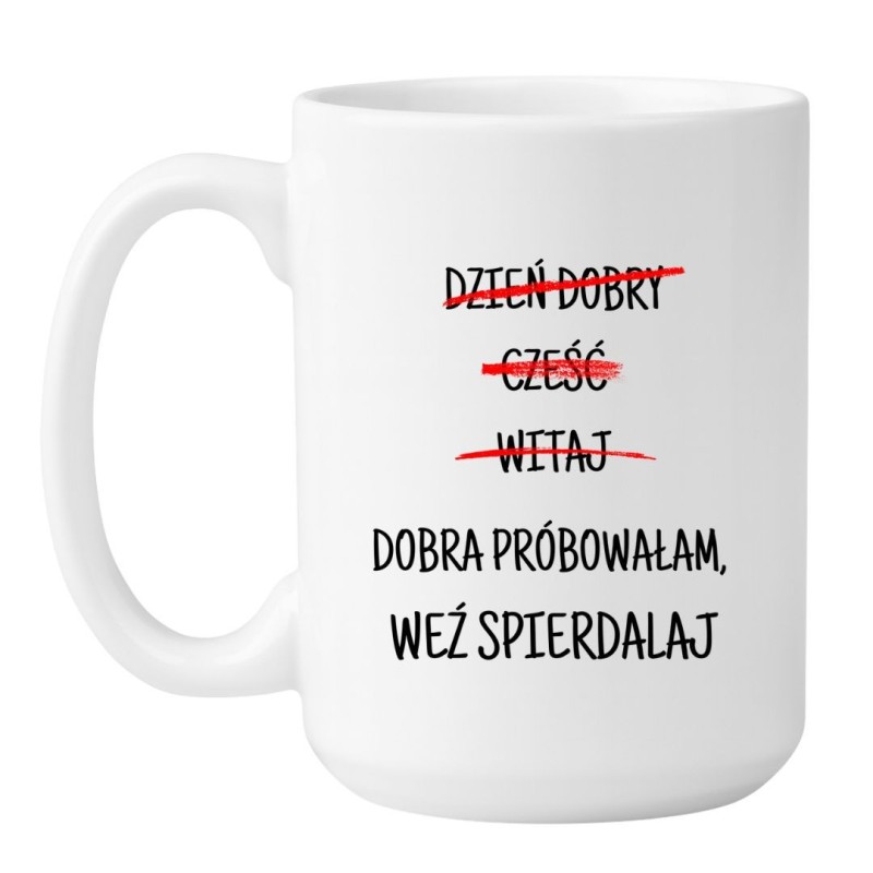 Kubek duży biały 450 ml z nadrukiem bez cenzury – must-have dla miłośników kawy