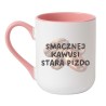 Kubek elegancki biało-różowy 330 ml z nadrukiem bez cenzury – kubek z charakterem