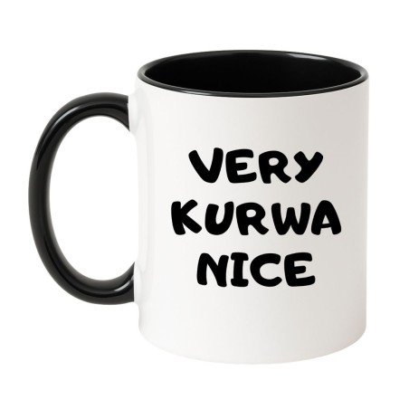 Kubek biało-czarny 330 ml z wulgarnym motywem – śmieszny kubek z nadrukiem