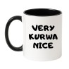 Kubek biało-czarny 330 ml z wulgarnym motywem – śmieszny kubek z nadrukiem
