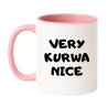 Kubek biało-różowy 330 ml z chamskim napisem – śmieszny gadżet dla dorosłych