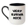 Kubek elegancki biało-czarny 330 ml z humorystycznym wzorem – śmieszny kubek do biura