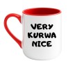 Kubek elegancki biało-czerwony 330 ml z chamskim nadrukiem – śmieszny kubek bez cenzury